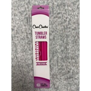 CharCharms Pink 6 Pack Reusable Tumbler Straws for 40oz Cups Pink Pack BPA Free